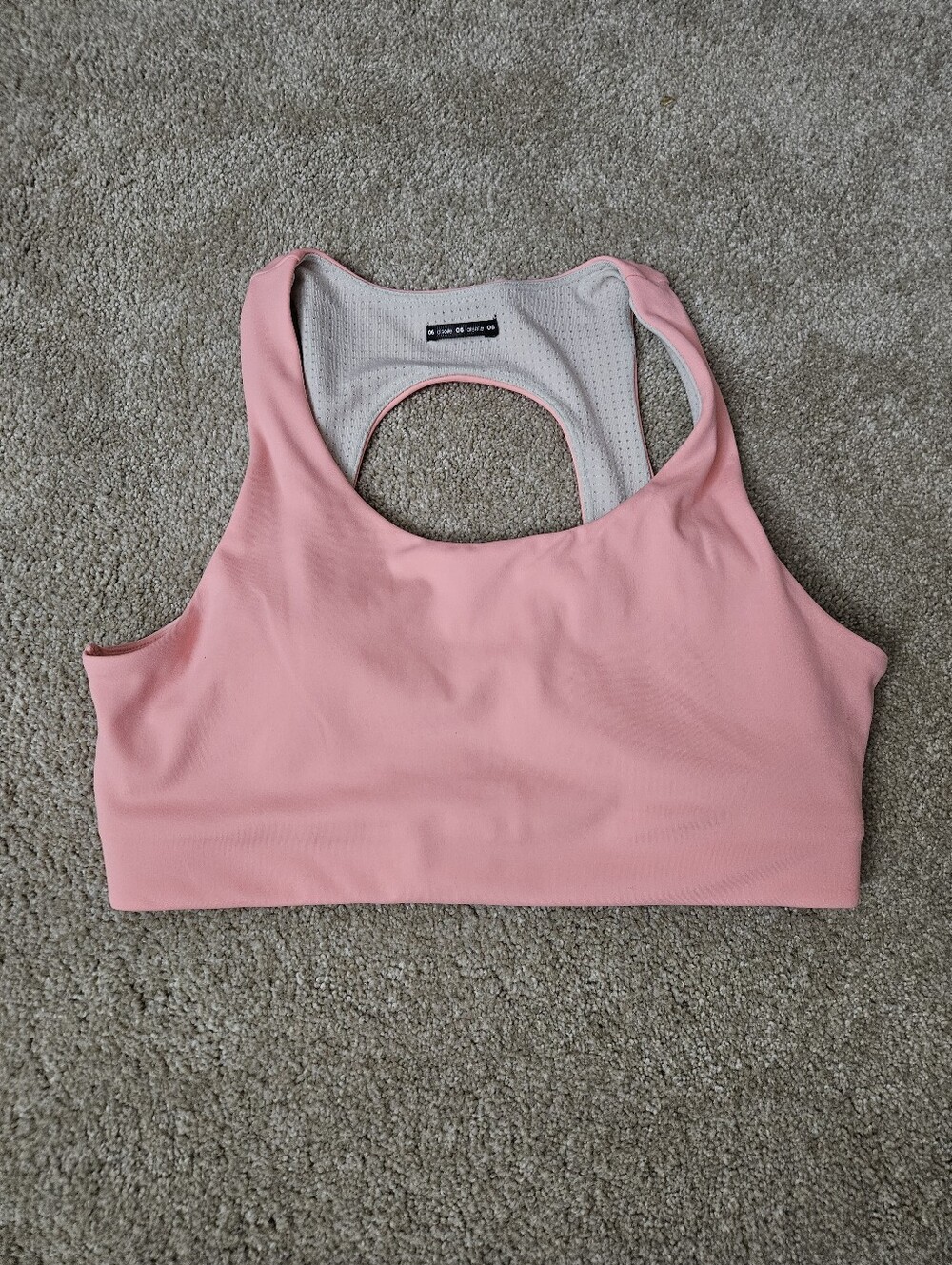 Oiselle Squared Up Bra, Size 6, Coral
